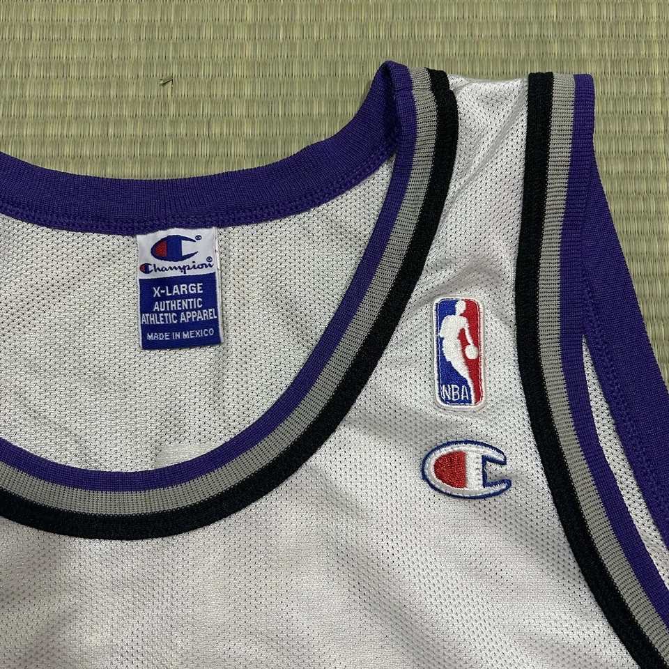 罕见男式复古 NBA 萨克拉门托国王队迈克·比比冠军白色球衣尺寸 48 XL — 第 3/4 张图片