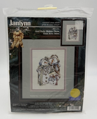 Janlynn Counted Cross Stitch Kit #80-412 Snowman ''And Baby Makes Three'' ~ Sealed