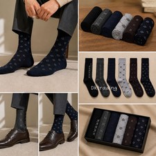 6-12 Pairs Men's Fashion Patterned Crew Dress Socks Multicolor Prints Size 10-13