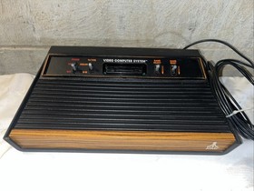 Atari 2600 4 Switch Woodgrain Console Joystick Driver Paddle Wires & 21 Games