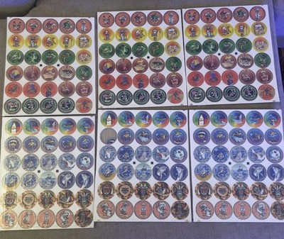 1994 S.B.P Pogs Milk Caps 6 new Unpunched Sheets