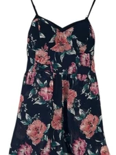 Coquette Garden Floral Romper with Empire Waist & Built-In Bra – Size M