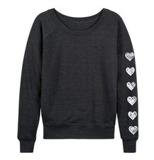 Instant Message Sweatshirt Size Medium Long Sleeve Pullover Sketched Hearts Gray