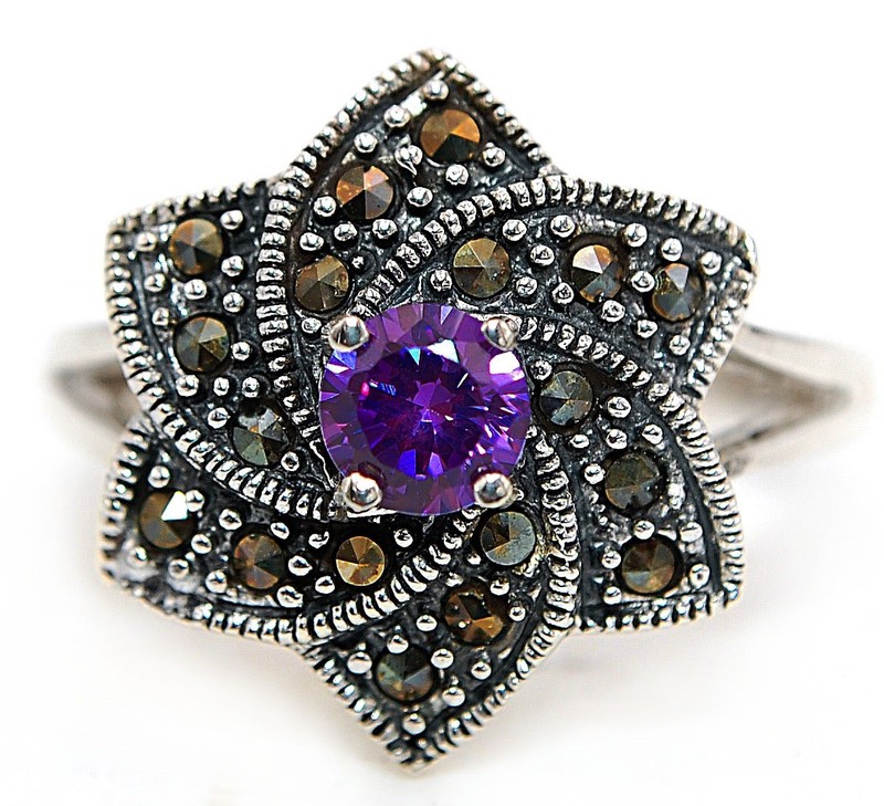 2CT  Amethyst 925 Sterling Silver Ring Sz 8 F8-1