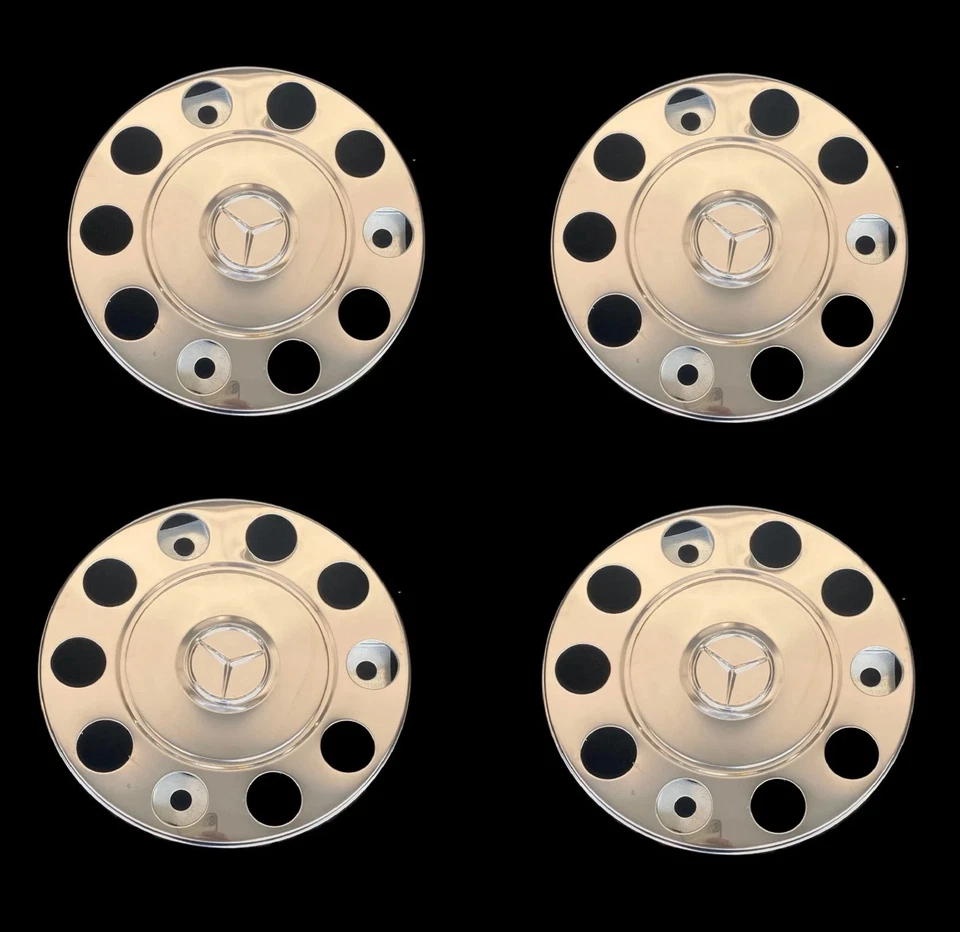 For Mercedes Truck Stainless Steel 22.5" Truck Wheel Trim Covers 4 Pcs - Image 1 of 4