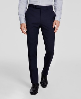 Kenneth Cole Men's Blue Plaid Slim-Fit Stretch Suit Separate Pants Size 40W 32L