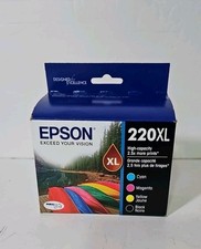 4pk Genuine Epson 220XL Black  220 Color Ink WF2630 WF2760 WF2660. New In Box.