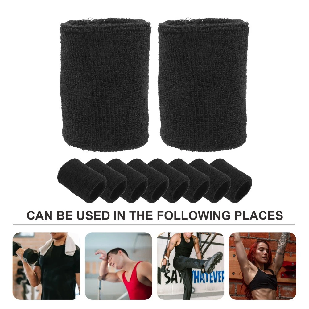 Pulseras de poliéster negras 6 pares de sudaderas para uso de calcetines deportivos y de baile