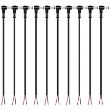 10 Pack Replacement 5.5mm x 2.1mm 90 Degree Right Angle DC Power Male Plug Ja