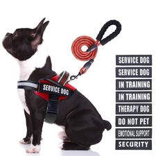 Service Dog Vest Harness and Leash Set, in Training Dog Harness with 10 Dog P...