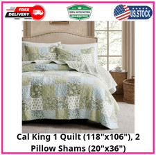 100 Cotton Reversible Patchwork Quilt California Cal King Size, Oversized Farmh