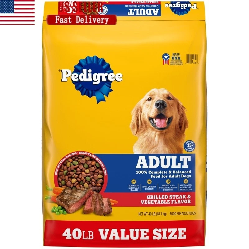 Complete Nutrition Adult Dog Food Steak Vegetables Kibble Healthy Skin Coat New