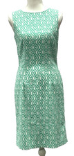 Mario Serrani Women's Green White Diamond Zip Sleeveless Sheath Midi Dress Sz 2