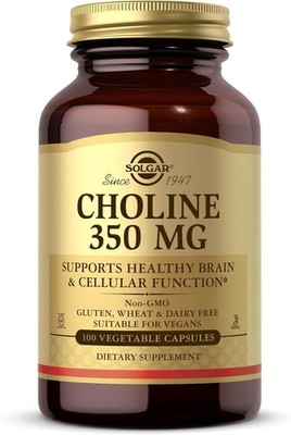 Solgar Choline 350mg - 100 Veggie Caps - Healthy Brain & Liver Support