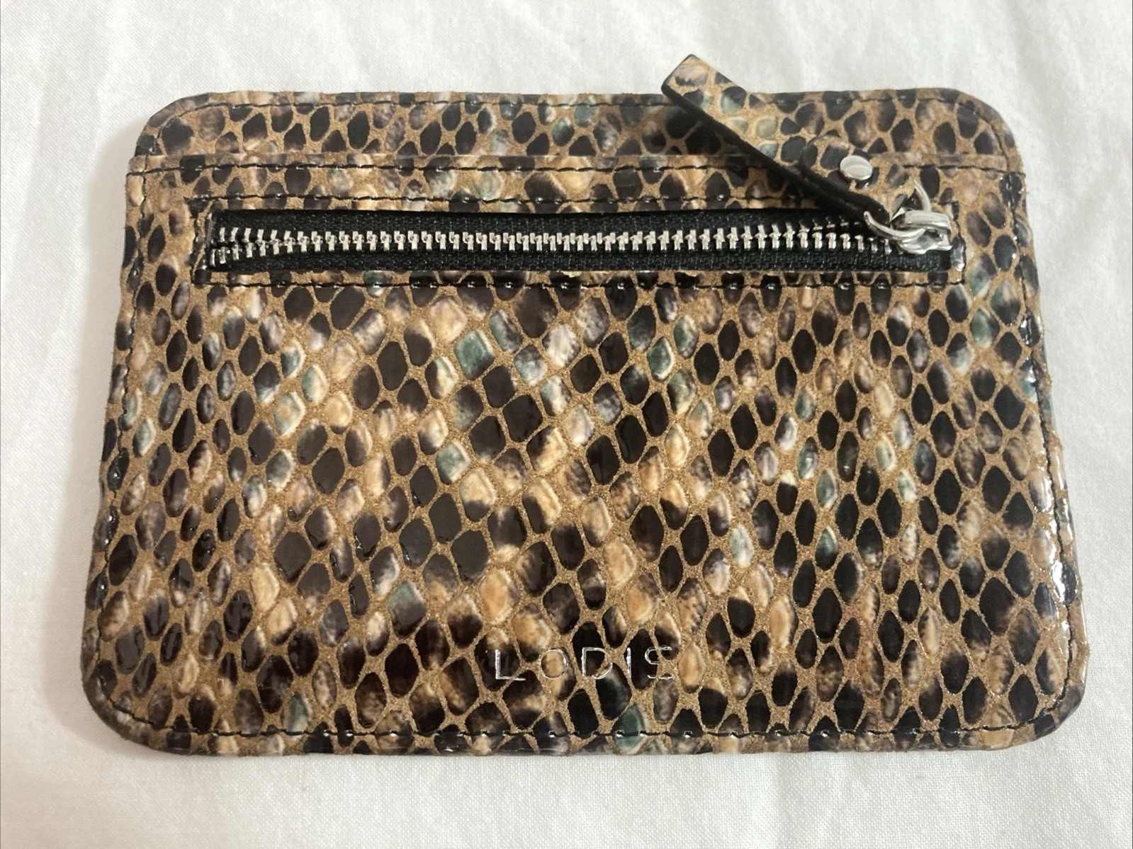 Lodis Snakeskin Leather Card And Coin Holder