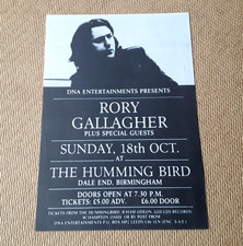RORY GALLAGHER Birmingham FLYER (Oct 1987) Rare A6 Flyer for Hummingbird Gig