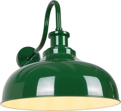 Rustic 14'' Gooseneck Barn Light - Vintage Green Wall Sconce for Outdoor Spaces