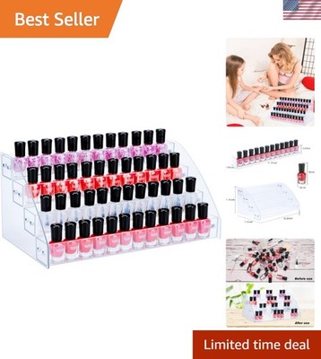 Elegant 4-Layer Acrylic Nail Polish Organizer - Holds 64 Bottles & Essentials