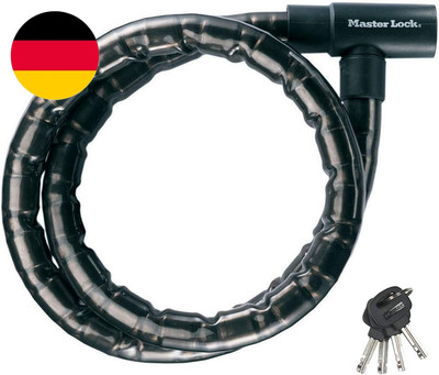 MASTER LOCK Motorradschloss [Schlüssel] [2 M Stahlkabel] [Wetterfest] 8218EURDPS