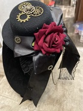 Steampunk Mini Top Hat Hair Clip Gothic Victorian Cosplay Rose Gear Accessory