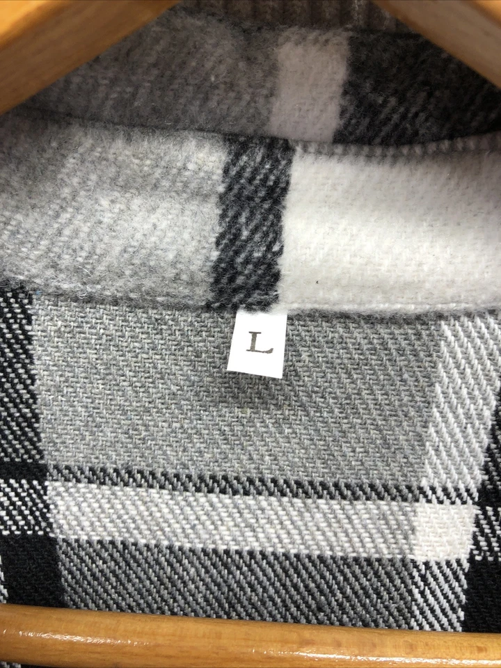 Unbranded Flannel Shirt Dress Size Large Black White Check Pockets Oversized - Image 4 of 4