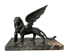 Winged Bronze Lion St Mark Venice Sculpture Statue Marble