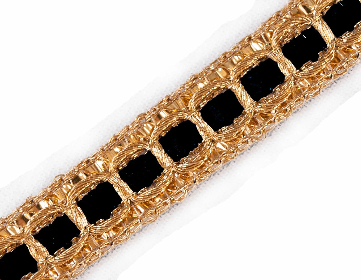 Renaissance Faire 10 Yards Metallic Trim Black & Gold Ribbon 3/8" DIY