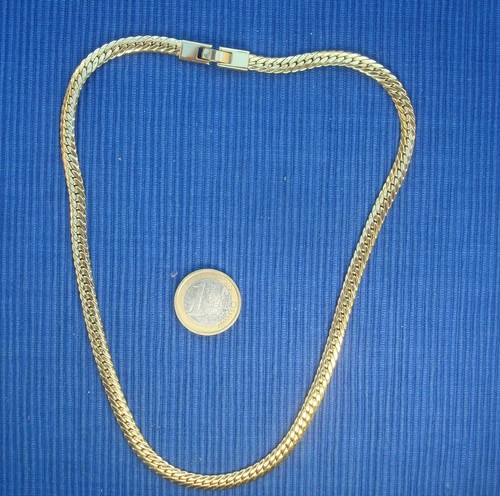Collier Vintage Plaqué Argent - Chaîne Maille Chevron Ronde - Long Et Rétro - Réf. 381