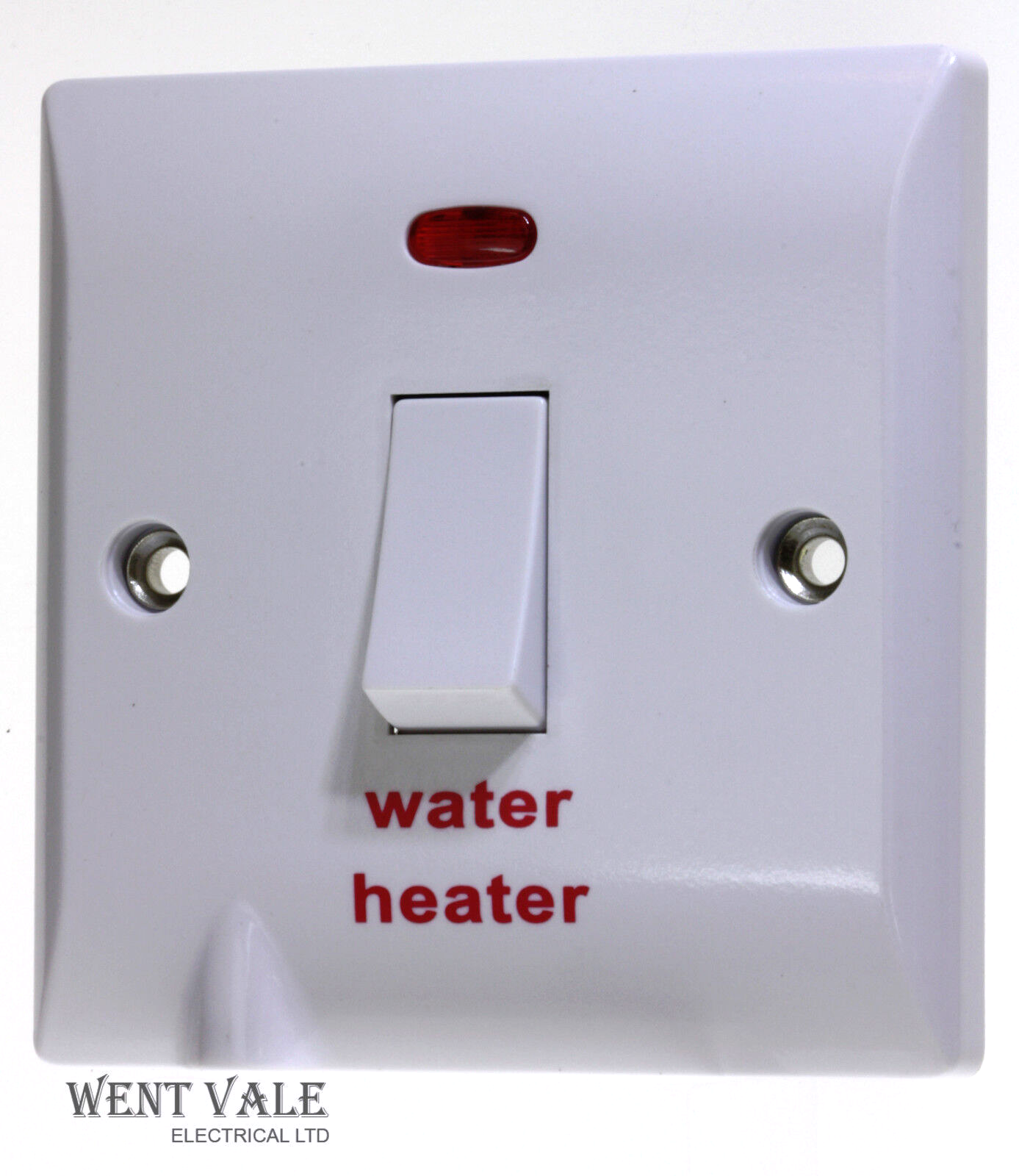 Super Switch Silk Range - SW19WH - 20a Double Pole Switch + Neon ""Water Heater""
