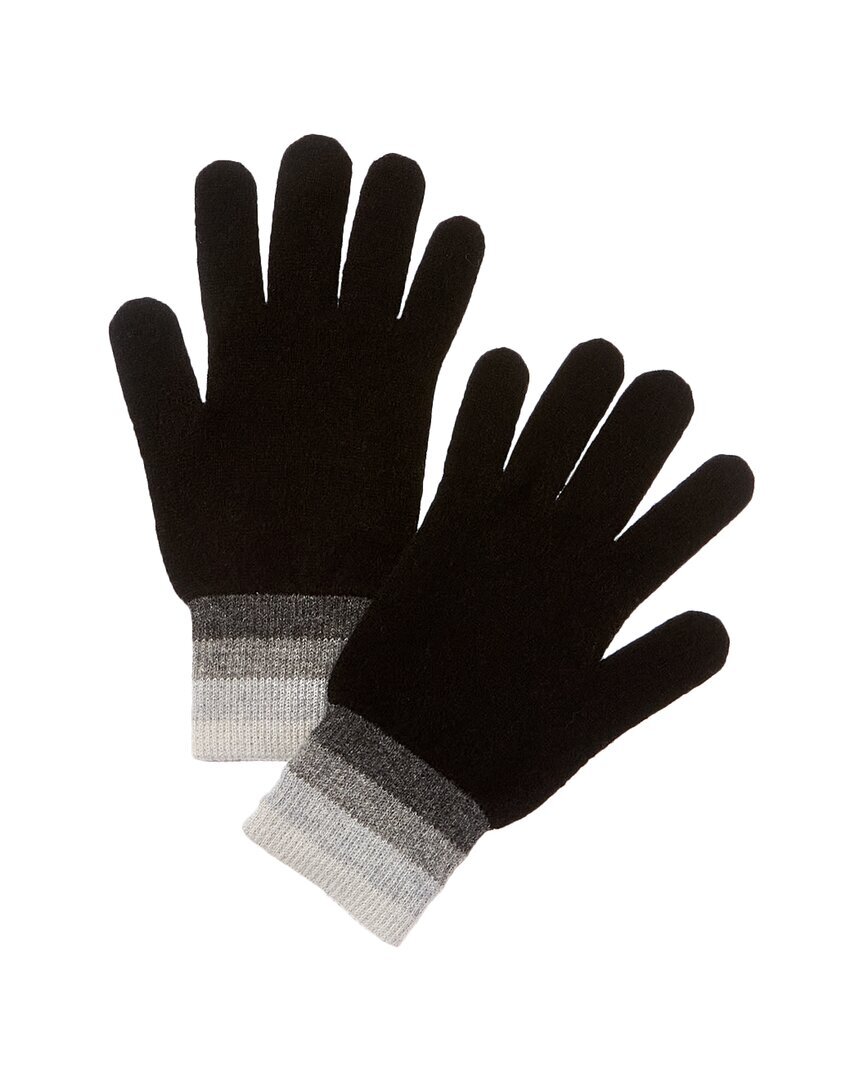Кашемировые перчатки Brodie Cashmere в контрастную полоску женские черные 4590₽