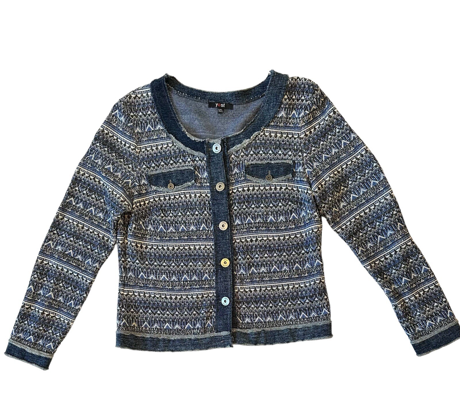 Distressed Casual Sweater Jacket Womens 10 Multicolor Metal 