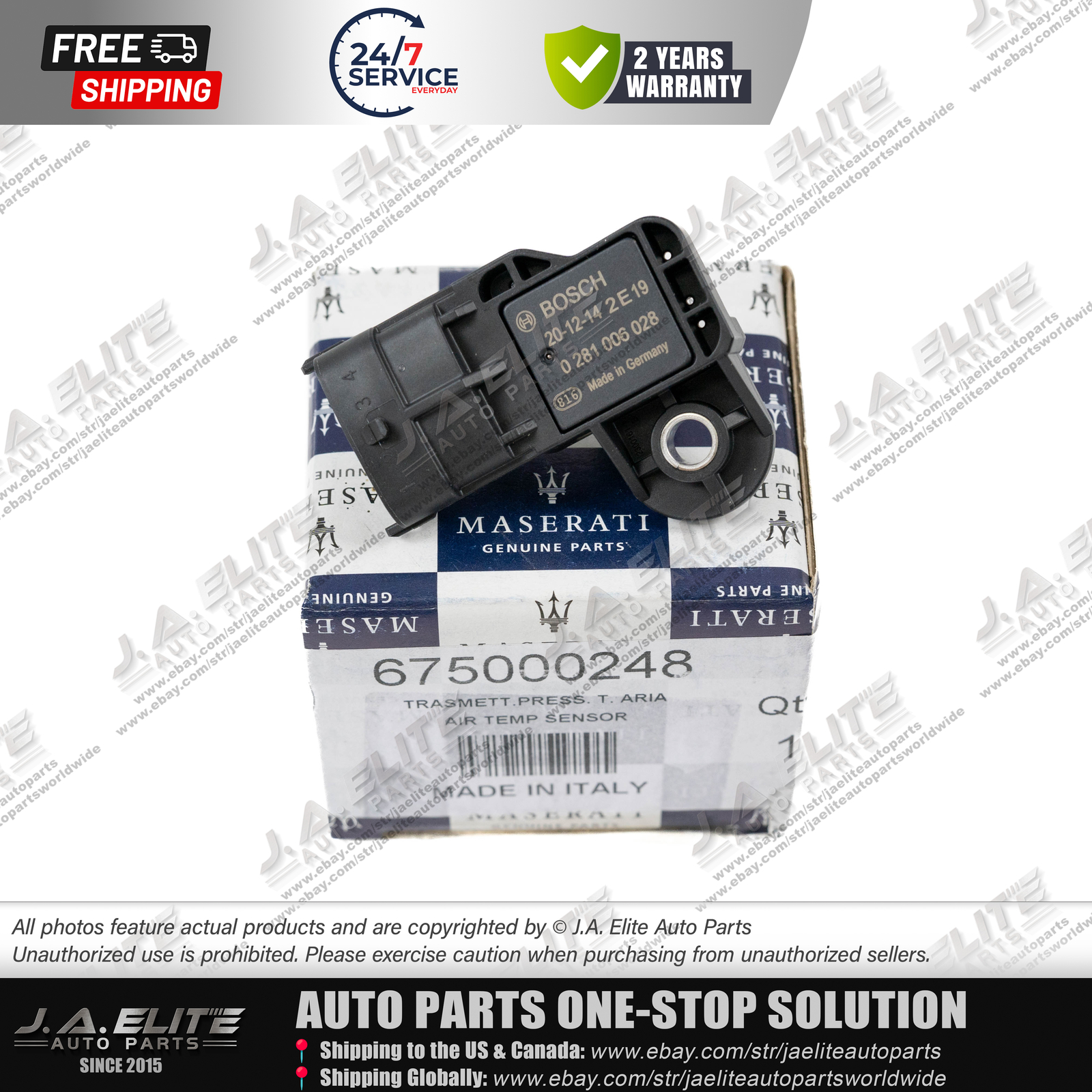 Sensor, Boost Pressure for Maserati Quattroporte Ghibli Levante 675000248,272880