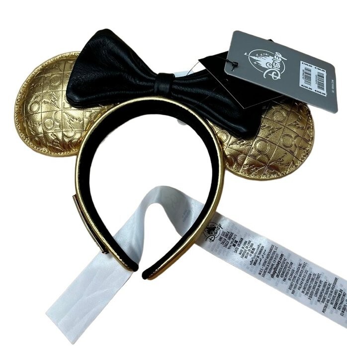 Disney Parks 50th Anniversary Loungefly 24K Gold Plate And Genuine Leather Ears Walt Disney World 50th Anniversary Jeweled Ear Headband and  main image 4