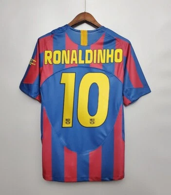 MAGLIA CALCIO RETRO BARCELLONA HOME NR RONALDINHO 2006 UCL FINAL MESSI INIESTA
