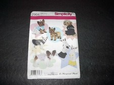Simplicity Pattern 2904 Adorable Dog Clothes in Two Sizes XS, S Uncut