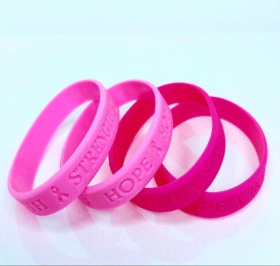 pcs Breast Cancer Awareness Bracelets Pink Ribbon Hope Strength