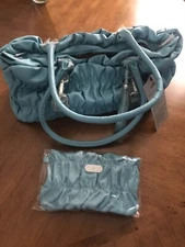JOY MANGANO ROUCHED THE DESIGNER DROP BAG  BLUE NWT