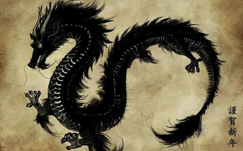 Tableau asiatique dragon 50x70cm : décoration zen pour votre chambre ou bureau