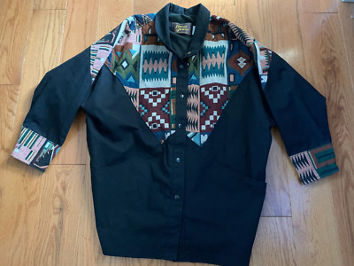 DAVID JAMES Jacket Women M Ranch Chore Coat Southwest Aztec Navajo Vintage