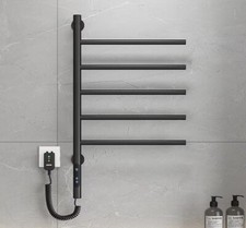 Towel Warmer 5-Bar Plug-in 85W Smart Touch Screen Digital Display Charcoal Grey