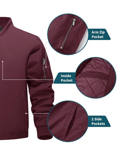 Mens Bomber Jackets Thermal Quilted Jacket Water Resistant Warm Winter Work Coat - Picture 67 of 69