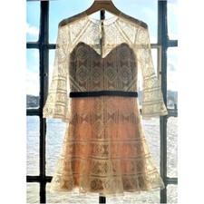 Catherine Deane Mika A-Line Dress in Oyster White, Almond Beige Size 10 BHLDN