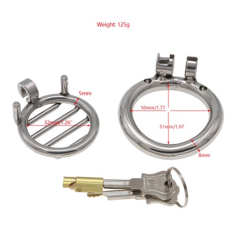 Stainless Steel Flat Chastity Lock Short Mesh Cage Bird Cage Restraint Toys - Picture 7 of 10