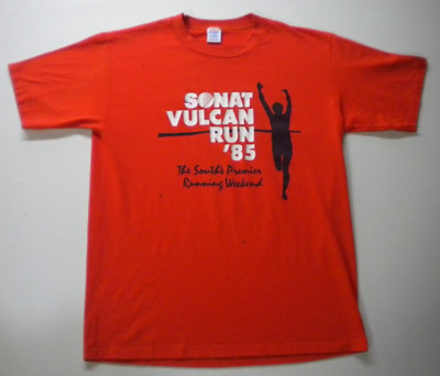 Vintage 1985 SONAT Vulcan Run Large T Shirt Birmingham AL Track Club 80s Orange