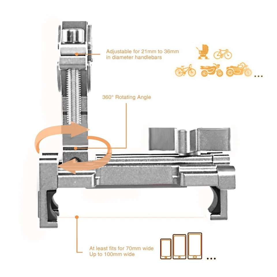 For Cell Phone Aluminum Motorcycle Bike Bicycle Holder Mount Handlebar GPS USA - Image 3 of 4