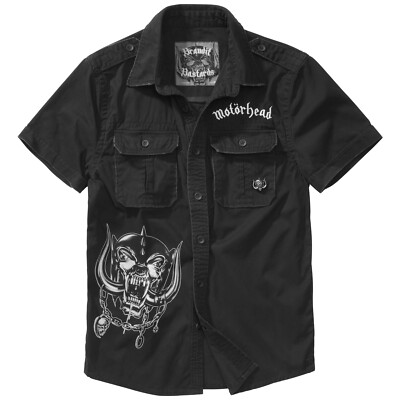 Brandit Motörhead Vintage Hemd 1/2 Ärmel Musik Merch Rock Metal Band Schwarz