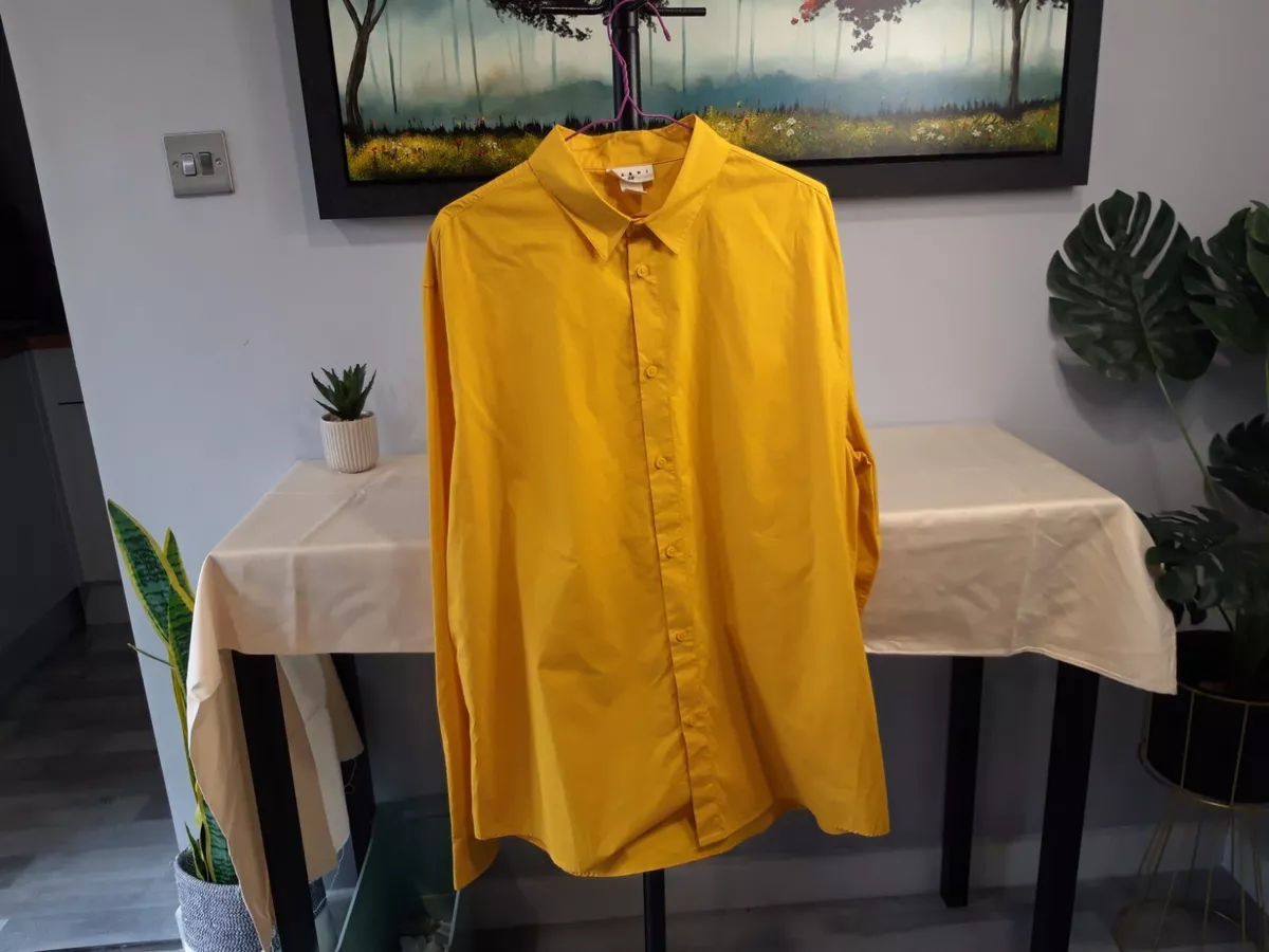 mens mustard yellow button up shirt