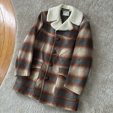 Vintage Pendleton High Grade Western Wear Shadow Plaid Wool Coat Jacket USA