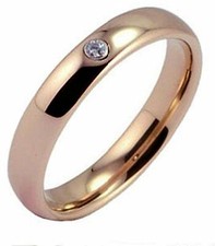 4mm Cubic Zirconia Rose Gold Plated Ring Tungsten Carbide Wedding Band