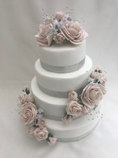 Rose flowers cake topper wedding flowers posy crystals with diamante bouquets 
